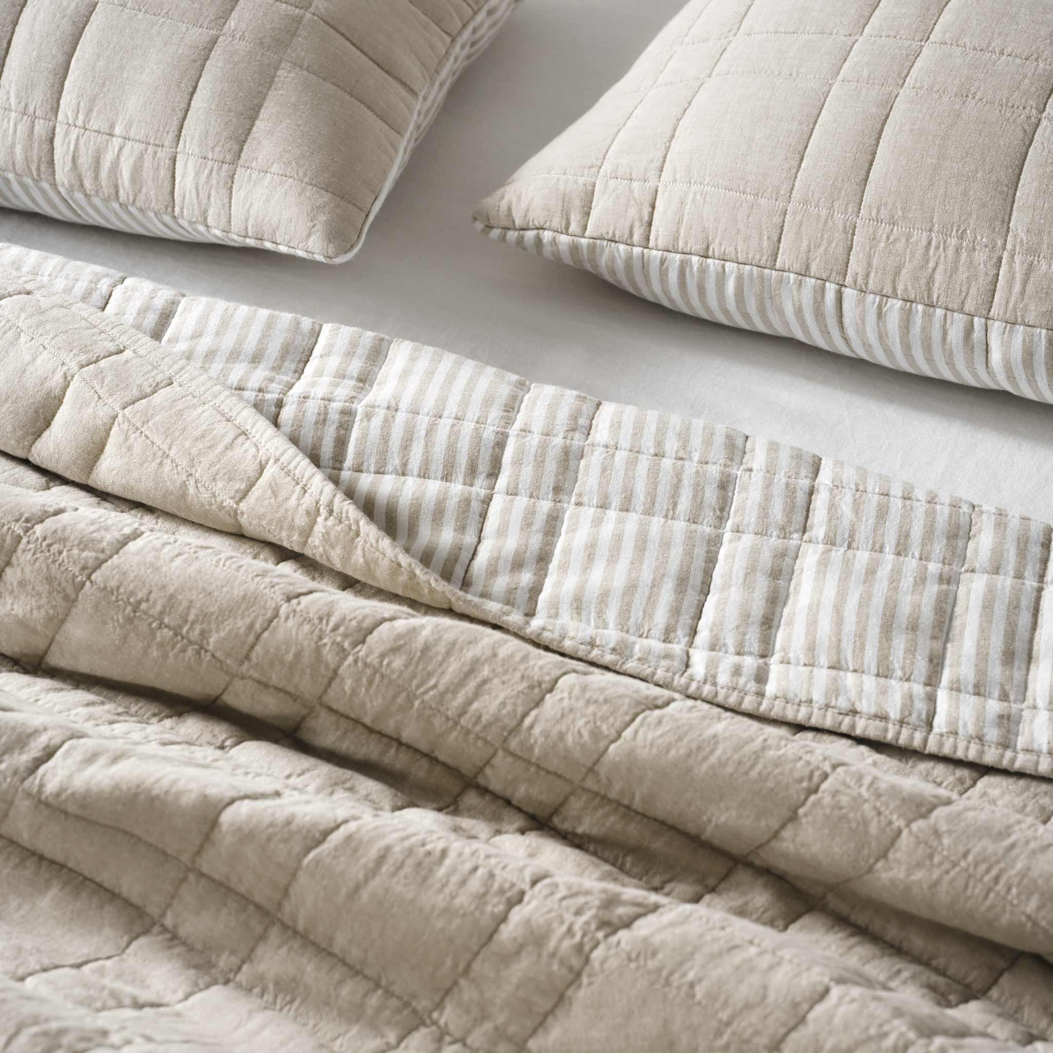 Washed European Linen Quilted Sham Set - Last Call - Image 16